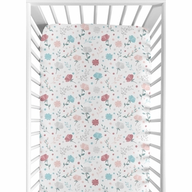 Pop Floral Pink And Blue Collection Jersey Knit Crib Sheet