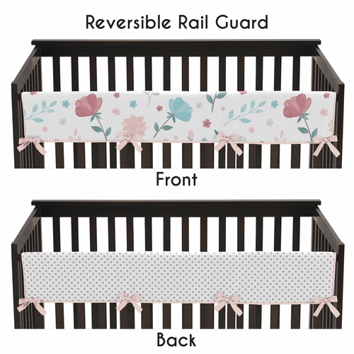 Pop Floral Pink and Blue Collection Long Rail Guard Cover - alt image 3