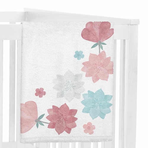 Pop Floral Pink and Blue Collection Monthly Milestone Baby Blanket - alt image 2