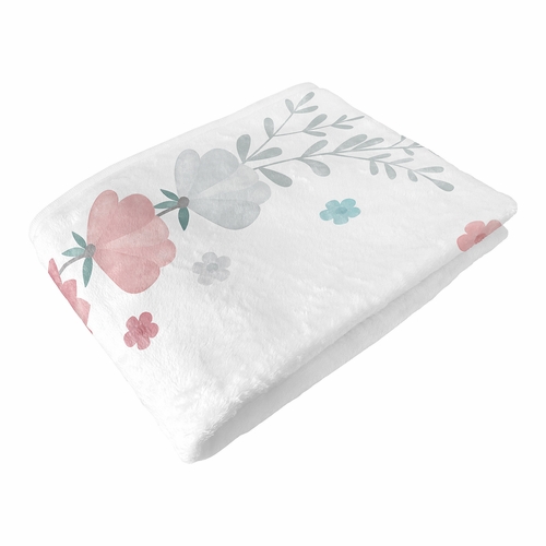 Pop Floral Pink and Blue Collection Monthly Milestone Baby Blanket - alt image 5