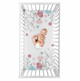 Pop Floral Pink and Blue Collection Photo Op Crib Sheet