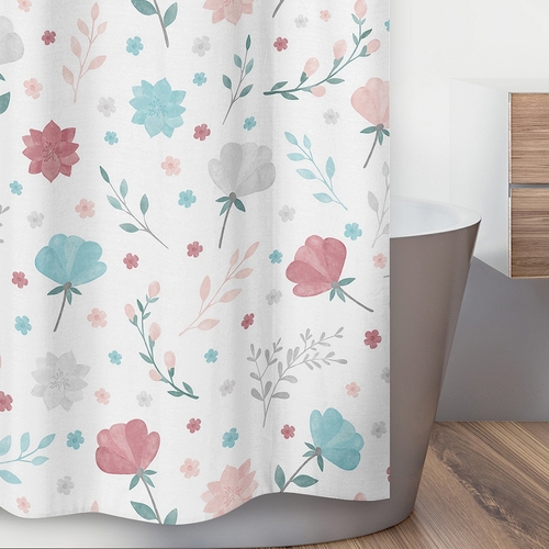 Pop Floral Pink and Blue Collection Shower Curtain - alt image 2