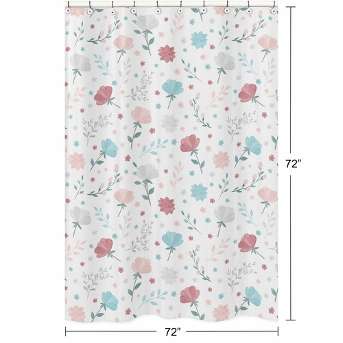 Pop Floral Pink and Blue Collection Shower Curtain - alt image 4