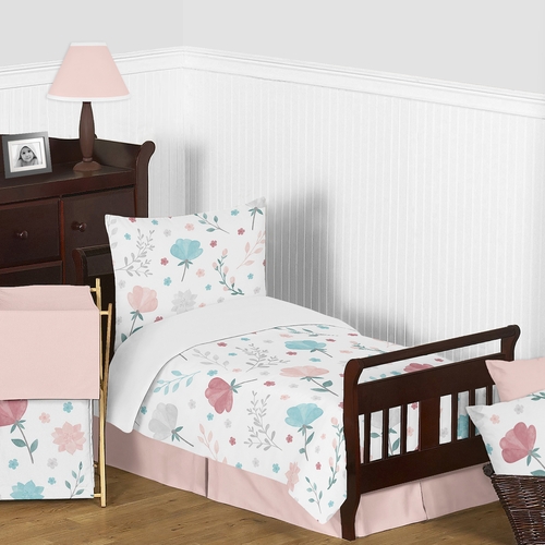 Pop Floral Pink and Blue Collection Toddler Bedding