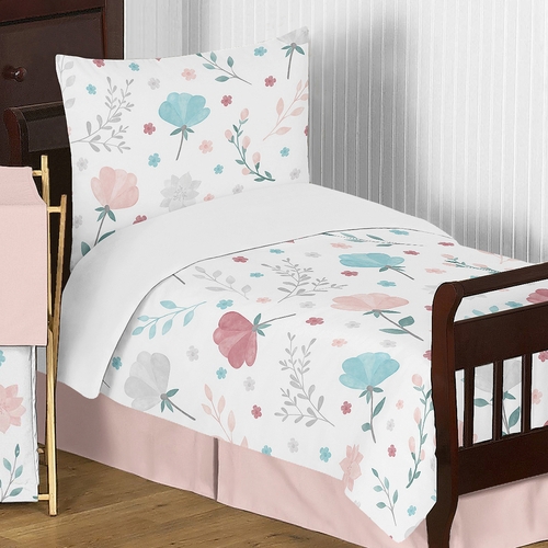 Pop Floral Pink and Blue Collection Toddler Bedding - alt image 4
