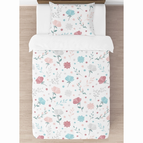 Pop Floral Pink and Blue Collection Twin Bedding - alt image 2