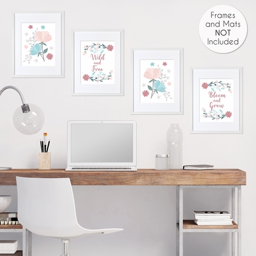 Pop Floral Pink and Blue Collection Wall Art Prints - Set of 4 - alt image 3