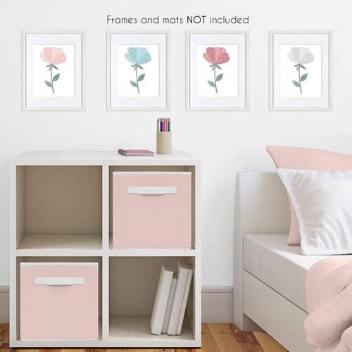 Pop Floral Pink and Blue Collection Wall Art Prints - Set of 4 - Single Flower - alt image 2