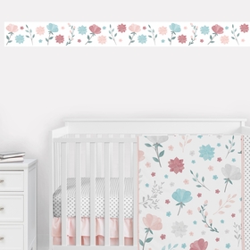 Pop Floral Pink And Blue Collection Wallpaper Border