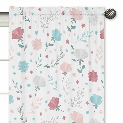 Pop Floral Pink and Blue Collection Window Panels - Set of 2 - alt image 2