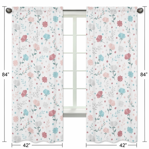 Pop Floral Pink and Blue Collection Window Panels - Set of 2 - alt image 4