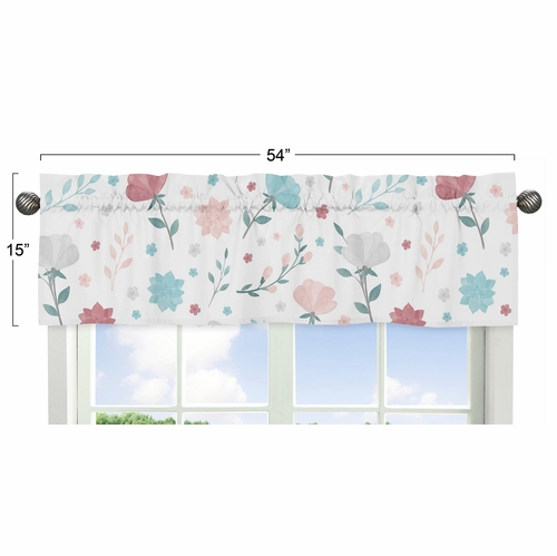 Pop Floral Pink and Blue Collection Window Valance - alt image 2
