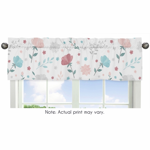 Pop Floral Pink and Blue Collection Window Valance - alt image 3