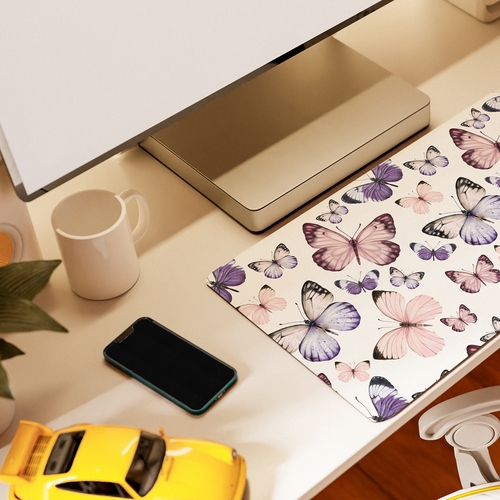 Purple and Pink Butterfly Collection Large Mouse Pad Desk Mat - alt image 1