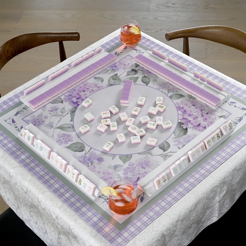 Purple Secret Garden Collection American Mahjong Tile Set (160pc) 1.24in. Layered Acrylic with White Faux Leather Travel Bag - alt image 4