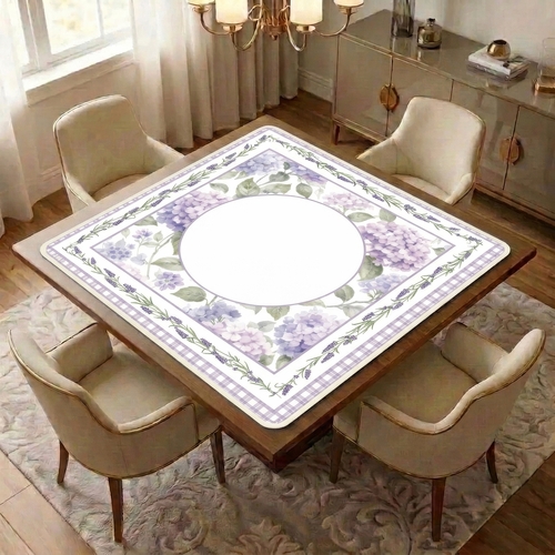 Purple Secret Garden Collection Mahjong Mat for Table - Shipped Rolled - alt image 1