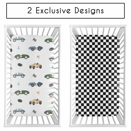 Race Car Blue and Green Collection 2 Pack Crib Sheets - alt image 1
