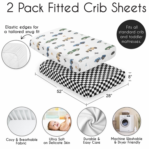 Race Car Blue and Green Collection 2 Pack Crib Sheets - alt image 3