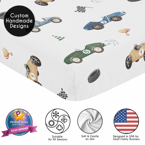 Race Car Blue and Green Collection 2 Pack Crib Sheets - alt image 4