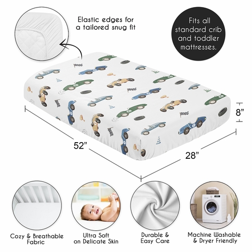 Race Car Blue and Green Collection Crib Sheet - alt image 3