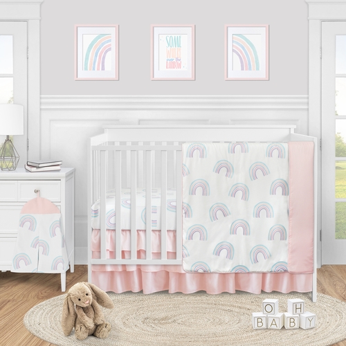 Rainbow Collection 4 Piece Bumperless Crib Bedding