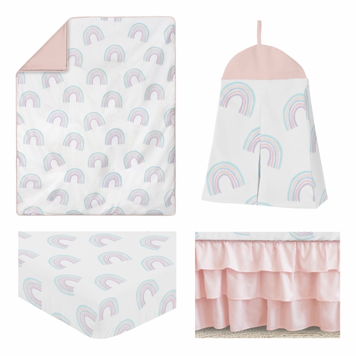Rainbow Collection 4 Piece Bumperless Crib Bedding - alt image 1