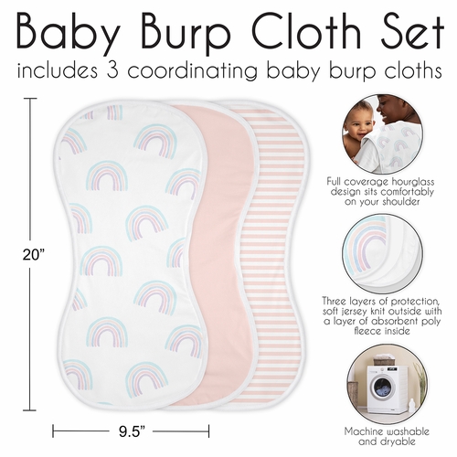 Rainbow Collection Absorbent Burp Cloths - 3 Pack Set - alt image 5