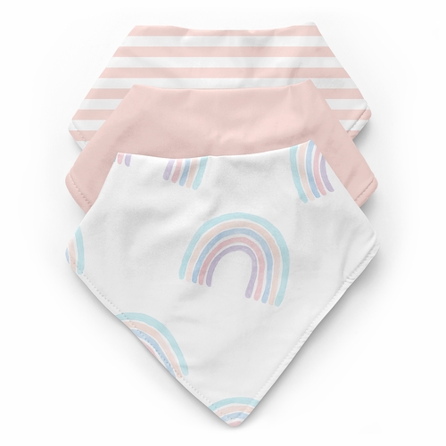 Rainbow Collection Fabric Bandana Baby Bibs - 3 Pack Set