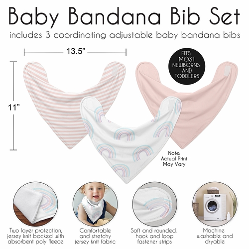 Rainbow Collection Fabric Bandana Baby Bibs - 3 Pack Set - alt image 2