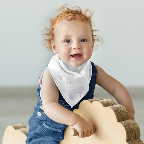 Rainbow Collection Fabric Bandana Baby Bibs - 3 Pack Set - alt image 3