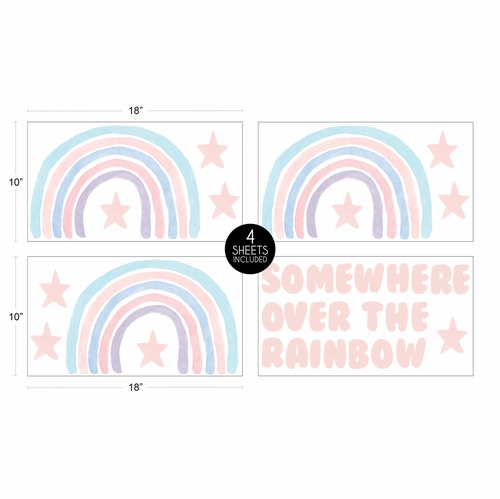 Rainbow Collection Peel and Stick Wall Decal Stickers - Set of 4 Sheets - alt image 3