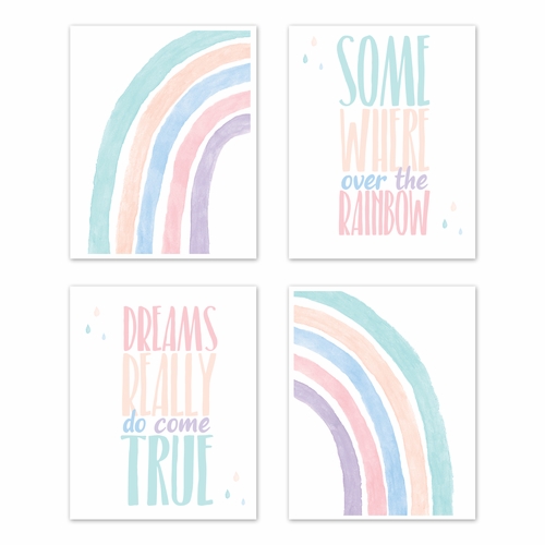 Rainbow Collection Wall Art Prints - Set of 4