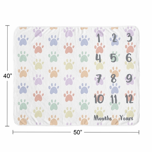 Rainbow Paw Print Collection Dog Birthday Milestone Blanket - alt image 3