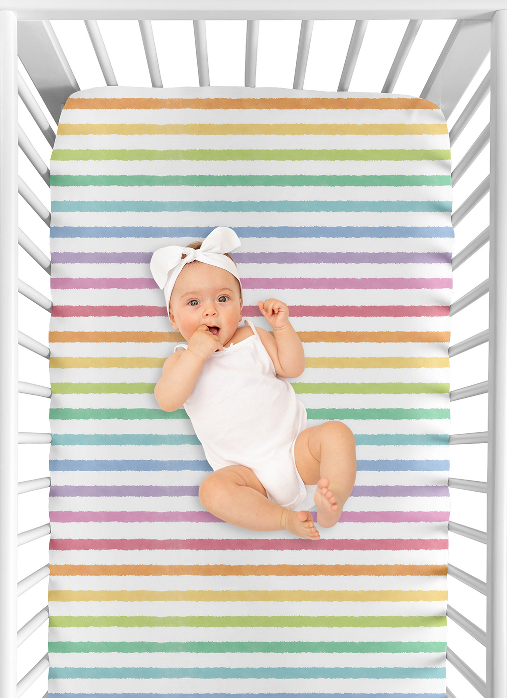 Rainbow Striped Collection Crib Sheet