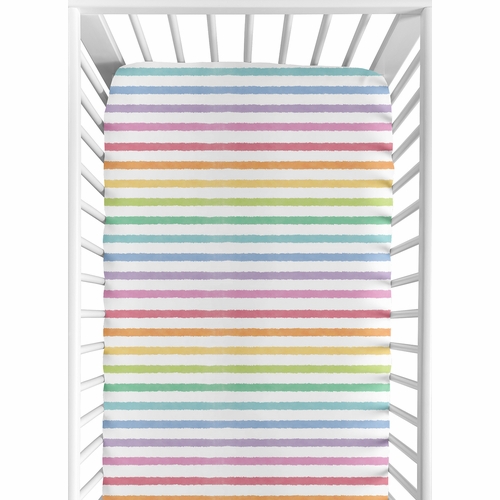 Rainbow Striped Collection Crib Sheet