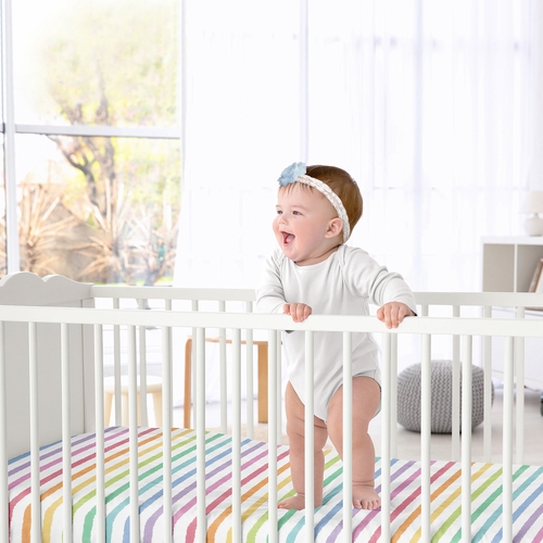 Rainbow Striped Collection Crib Sheet - alt image 1