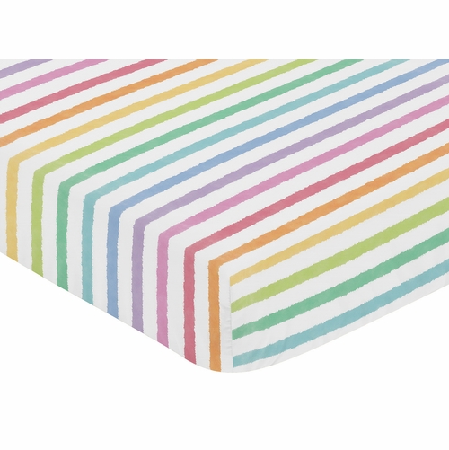Rainbow Striped Collection Crib Sheet - alt image 2