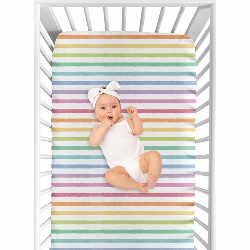 Rainbow Striped Collection Crib Sheet - alt image 3