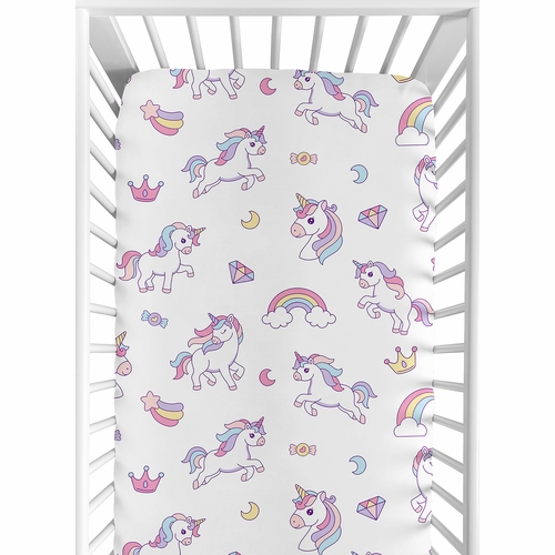 Rainbow Unicorns Collection Crib Sheet