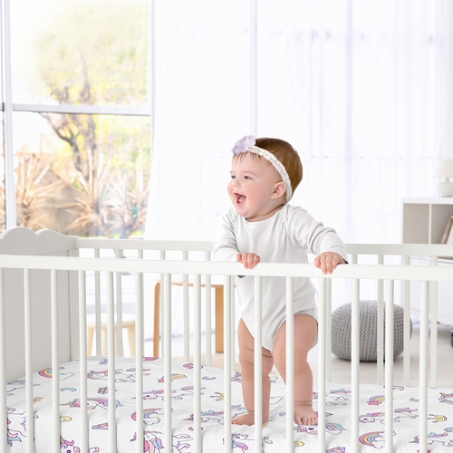 Rainbow Unicorns Collection Crib Sheet - alt image 1