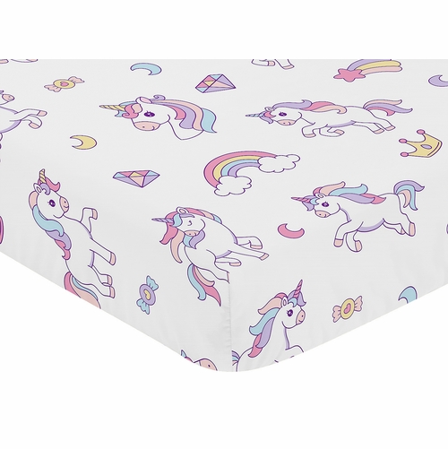 Rainbow Unicorns Collection Crib Sheet - alt image 2