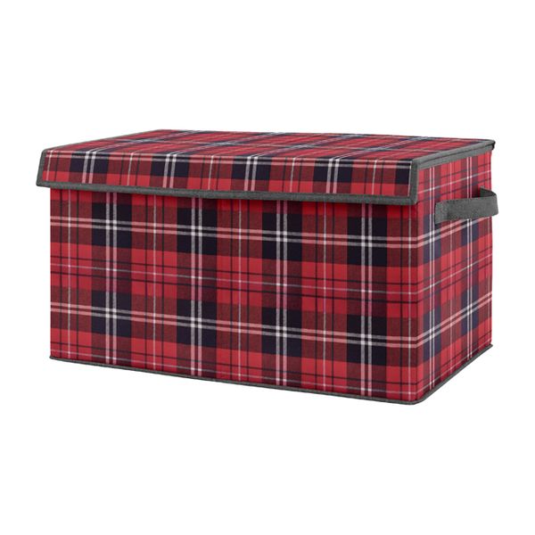 Rustic Patch Collection Plaid Flannel Fabric Toy Bin Storage
