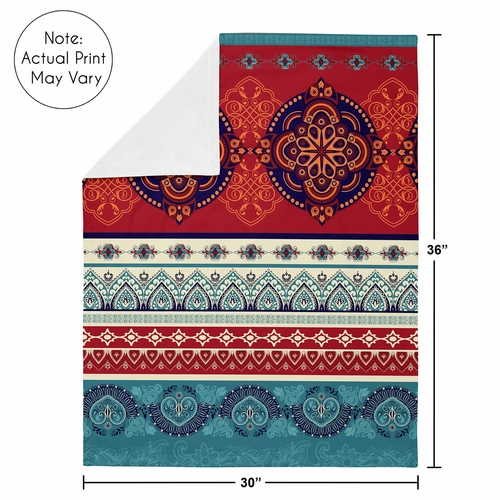 Red Boho Collection Baby Blanket - alt image 3