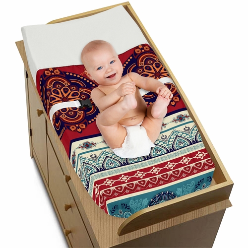 Red Boho Collection Changing Pad Cover - alt image 2