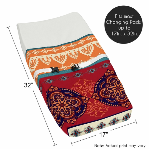 Red Boho Collection Changing Pad Cover - alt image 4