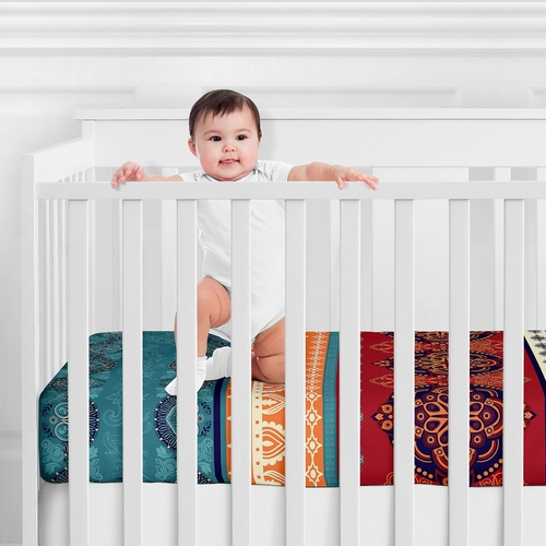 Red Boho Collection Crib Sheet - alt image 1