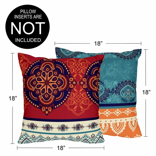 Red Boho Collection Decorative Accent Throw Pillow Covers - Set of 2 - alt image 2