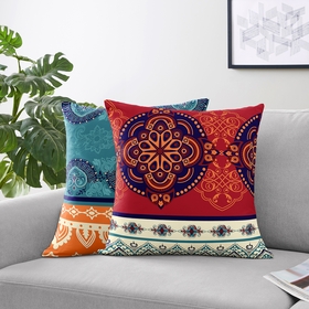 Red Boho Collection Decorative Accent Throw Pillow Covers - Set of 2