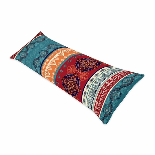 Red Boho Collection Full Length Body Pillow Cover - alt image 1