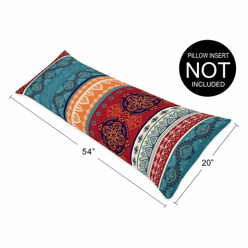 Red Boho Collection Full Length Body Pillow Cover - alt image 3